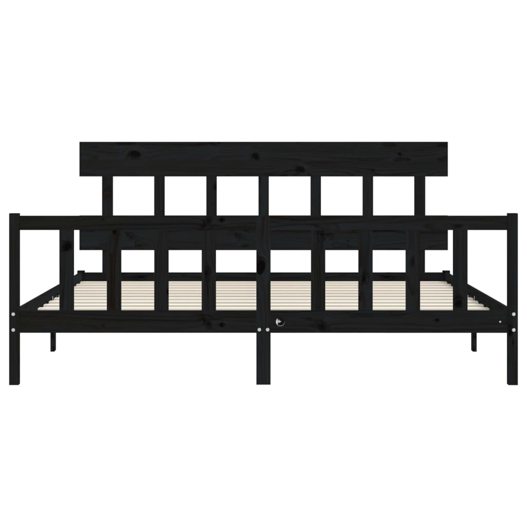 vidaXL Bed Frame without Mattress Black Super King Size Solid Wood Pine