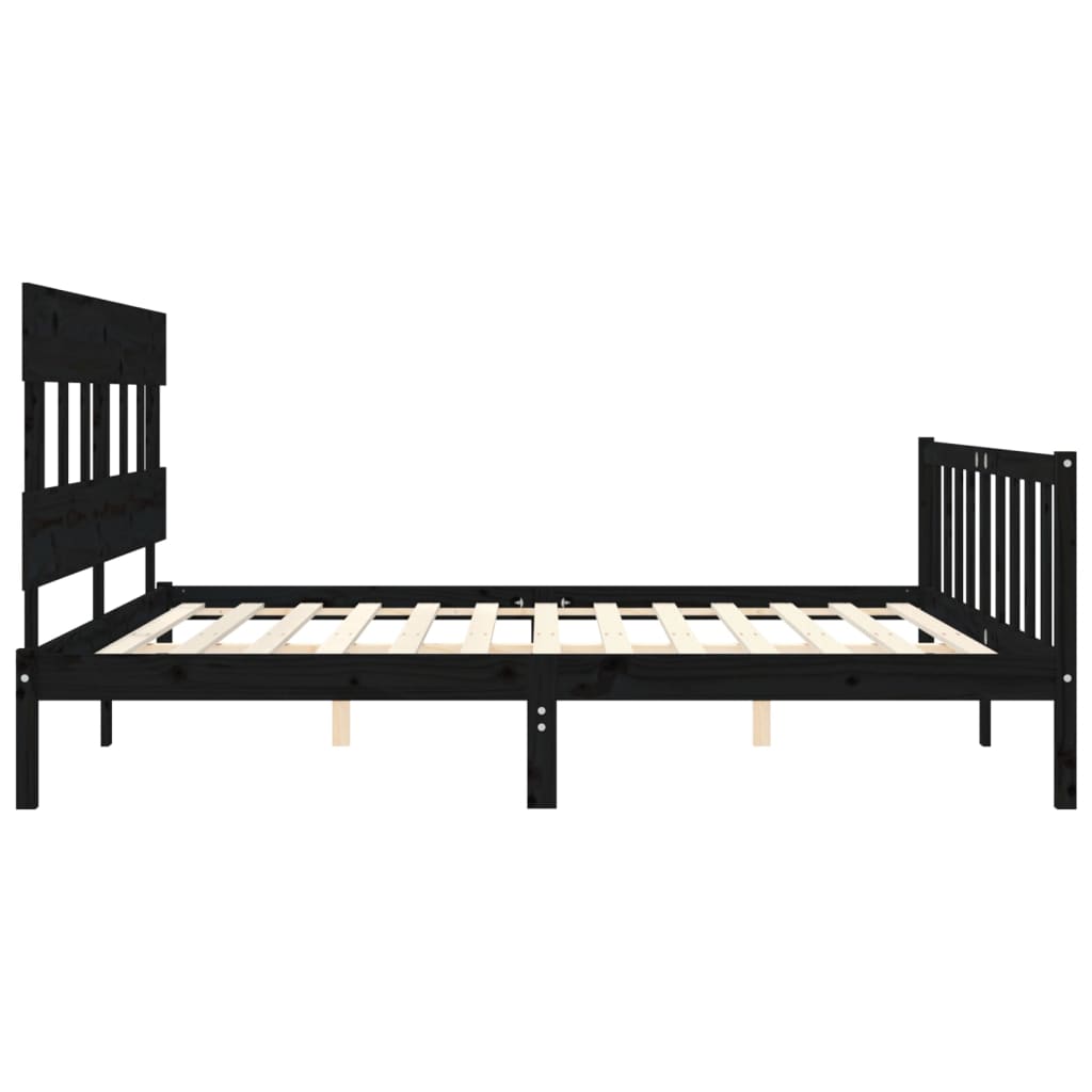 vidaXL Bed Frame without Mattress Black Super King Size Solid Wood Pine