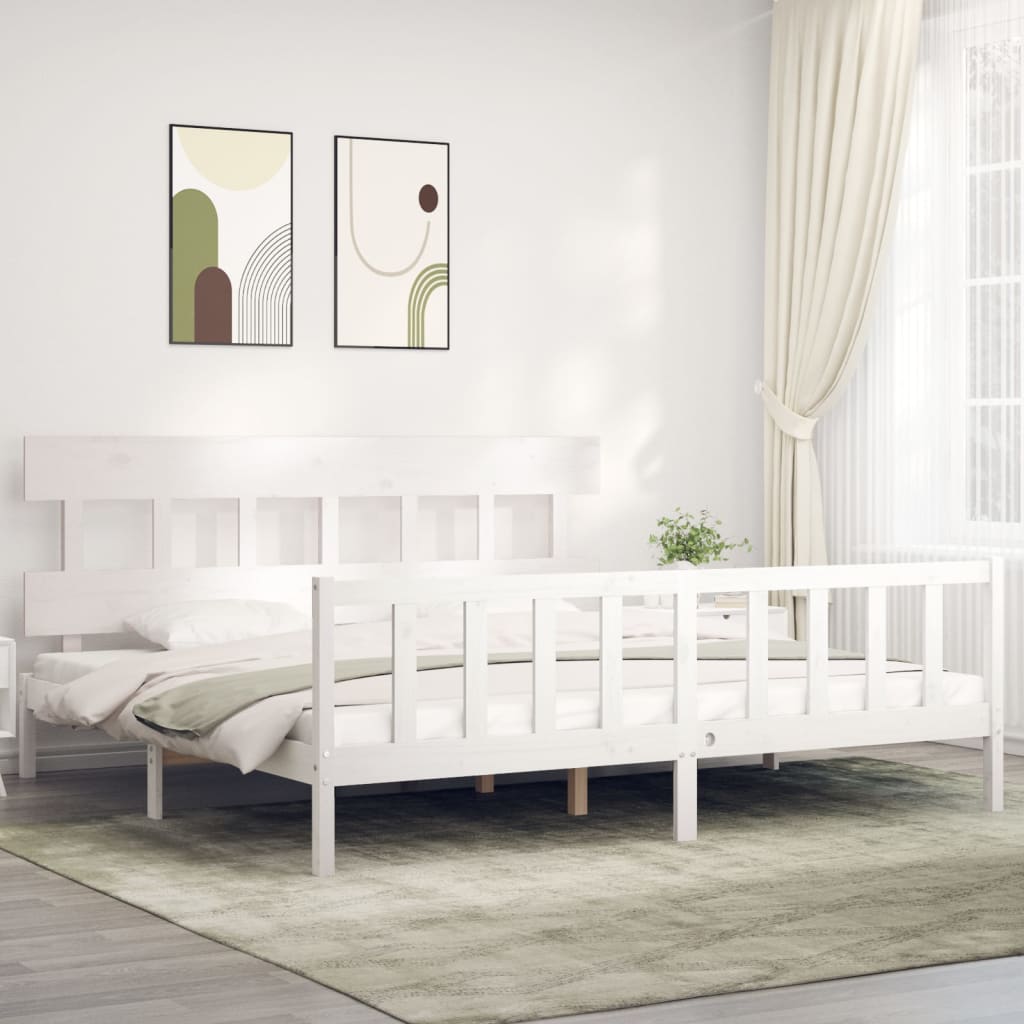 vidaXL Bed Frame without Mattress White 200x200 cm Solid Wood Pine