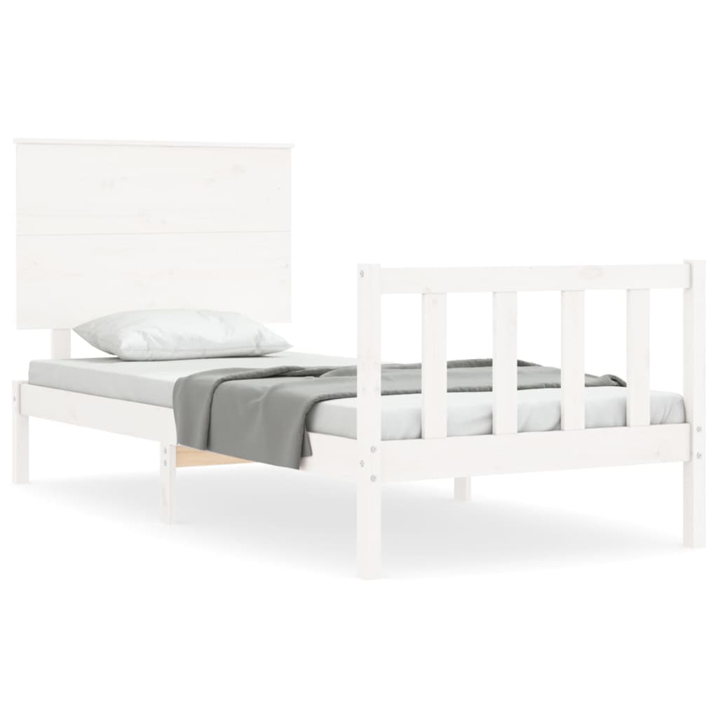 vidaXL Bed Frame without Mattress White Small Single Solid Wood Pine