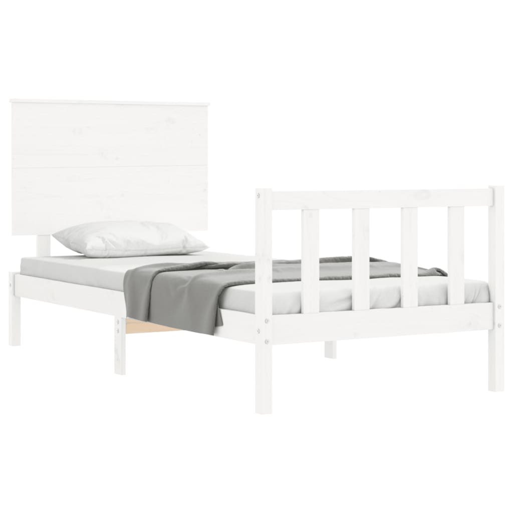 vidaXL Bed Frame without Mattress White Small Single Solid Wood Pine