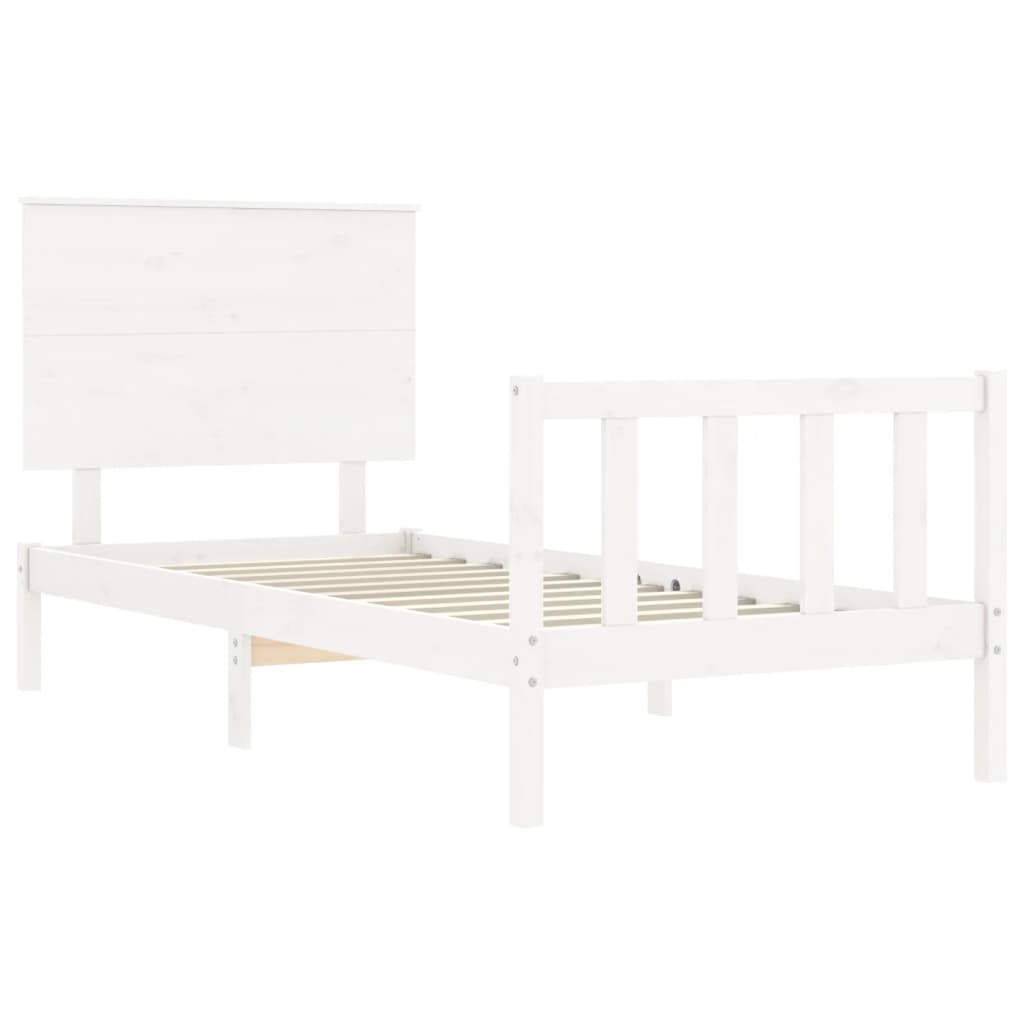 vidaXL Bed Frame without Mattress White Small Single Solid Wood Pine