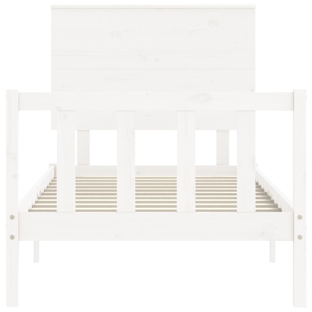 vidaXL Bed Frame without Mattress White Small Single Solid Wood Pine