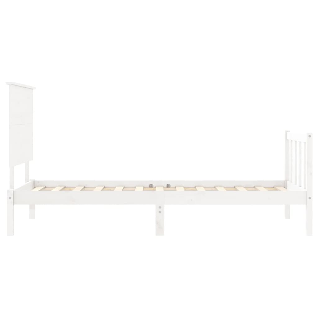 vidaXL Bed Frame without Mattress White Small Single Solid Wood Pine