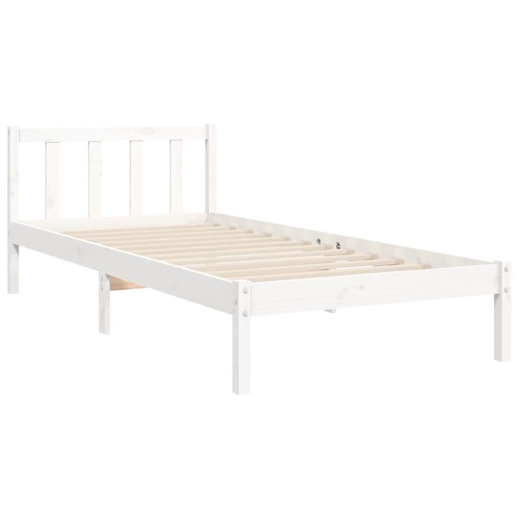 vidaXL Bed Frame without Mattress White Small Single Solid Wood Pine