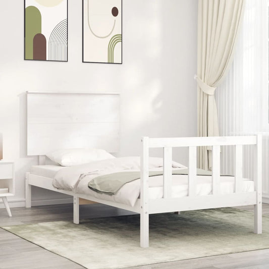 vidaXL Bed Frame without Mattress White Single Solid Wood Pine