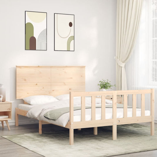 vidaXL Bed Frame with Headboard Small Double Solid Wood