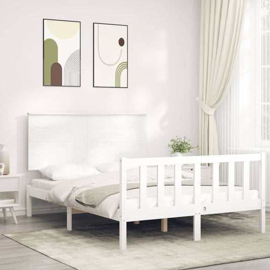 vidaXL Bed Frame without Mattress White 140x190 cm Solid Wood Pine