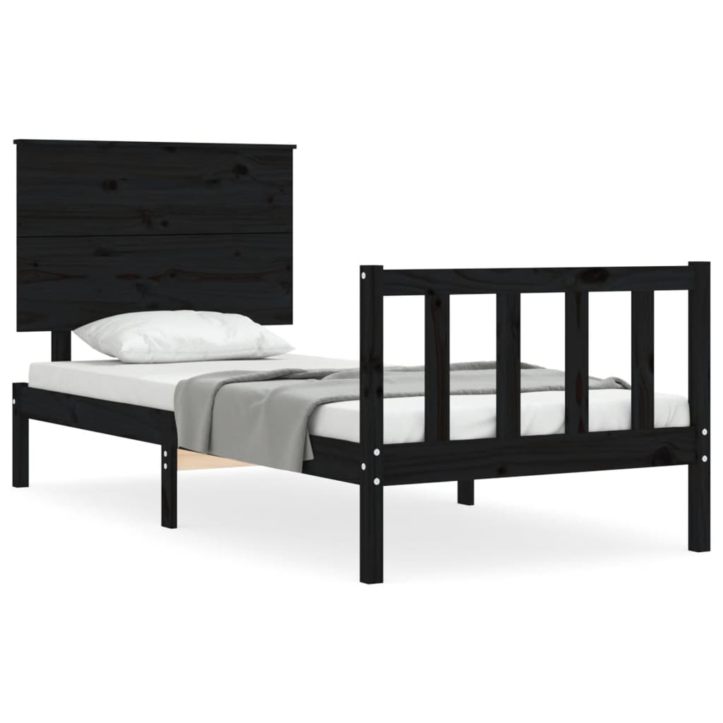 vidaXL Bed Frame without Mattress Black 90x200 cm Solid Wood Pine