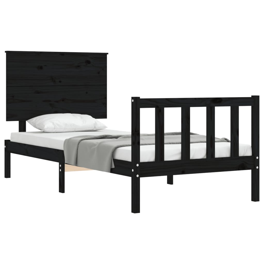 vidaXL Bed Frame without Mattress Black 90x200 cm Solid Wood Pine