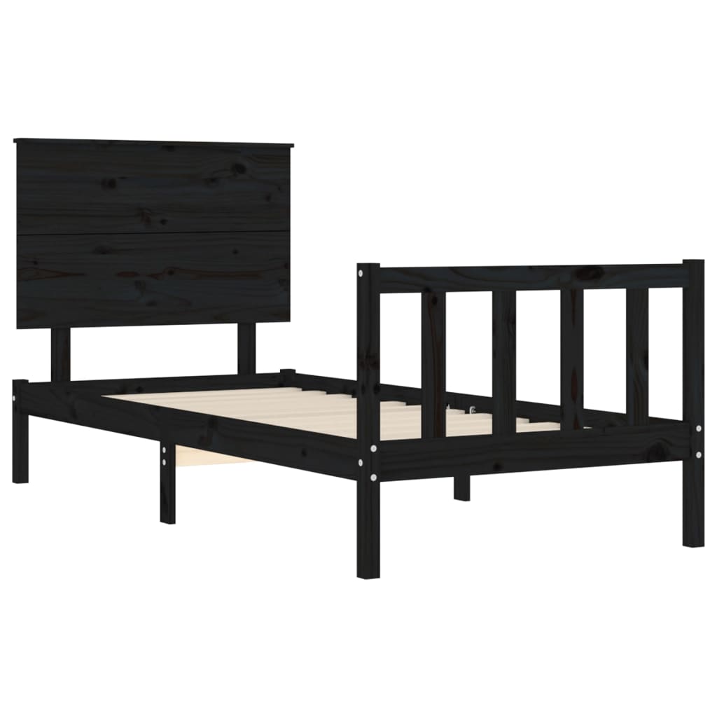 vidaXL Bed Frame without Mattress Black 90x200 cm Solid Wood Pine