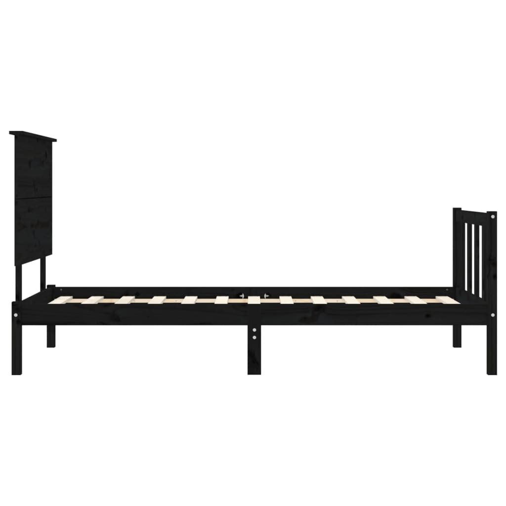 vidaXL Bed Frame without Mattress Black 90x200 cm Solid Wood Pine