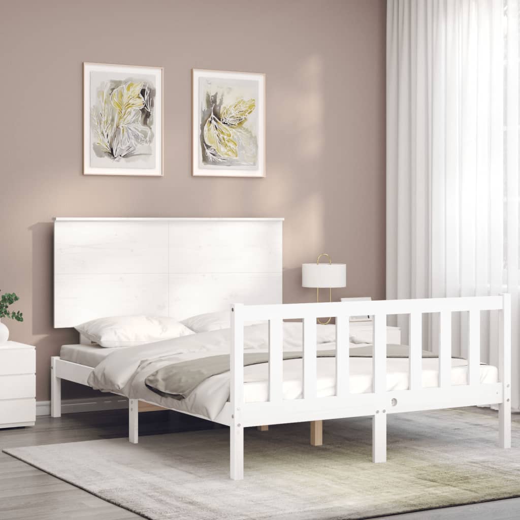 vidaXL Bed Frame without Mattress White 120x200 cm Solid Wood Pine