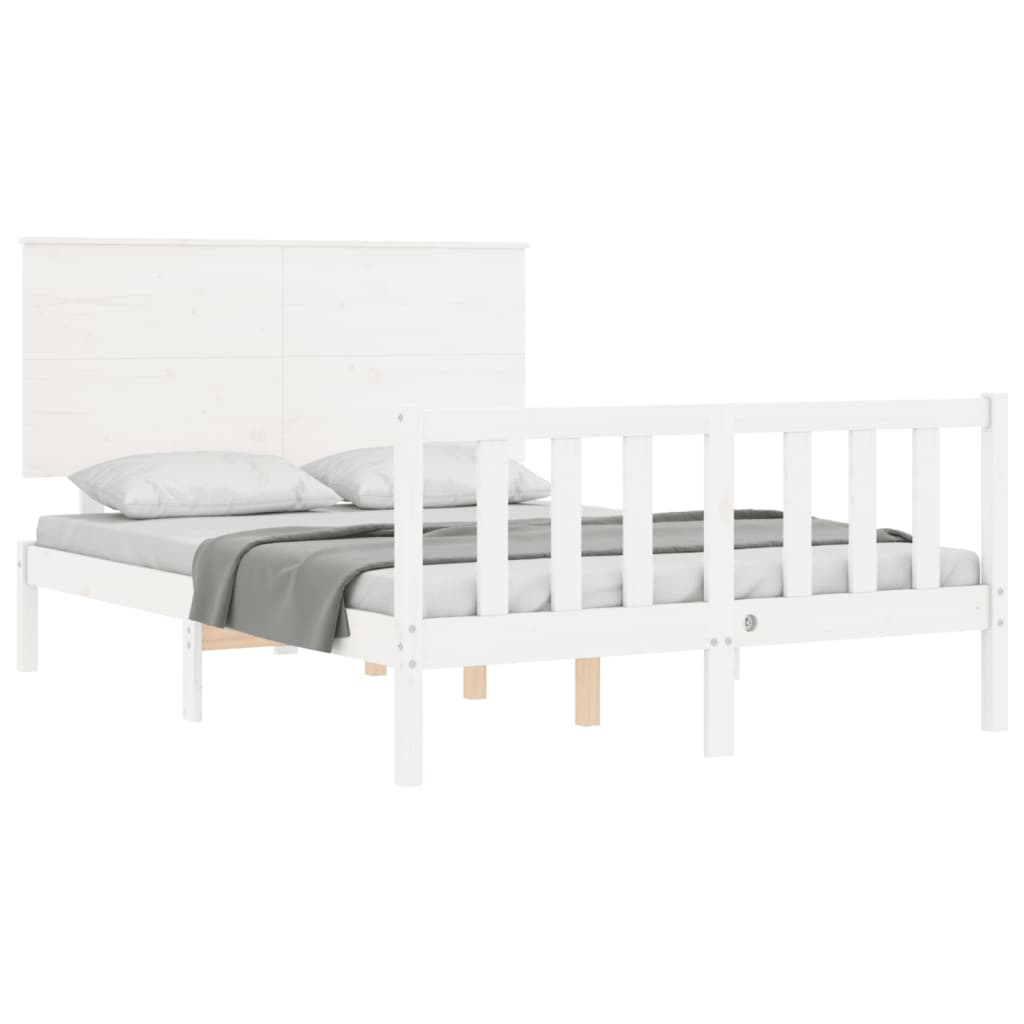 vidaXL Bed Frame without Mattress White 140x200 cm Solid Wood Pine