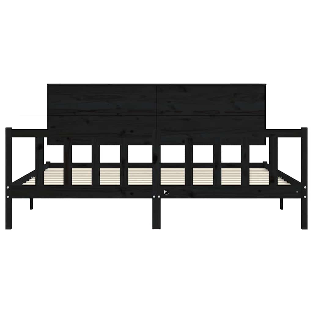 Bed Frame without Mattress Black 200x200 cm Solid Wood Pine