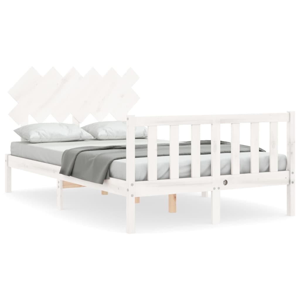 vidaXL Bed Frame without Mattress White Small Double Solid Wood Pine