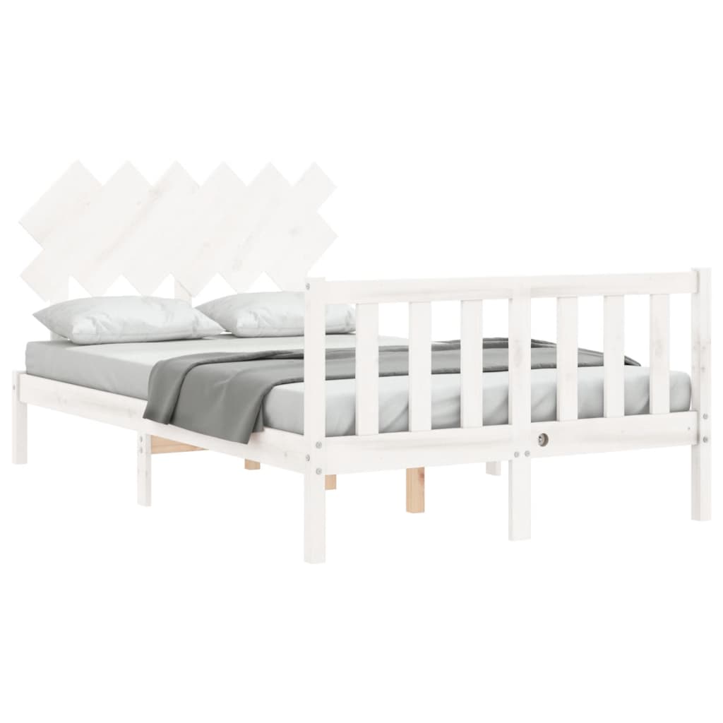 vidaXL Bed Frame without Mattress White Small Double Solid Wood Pine