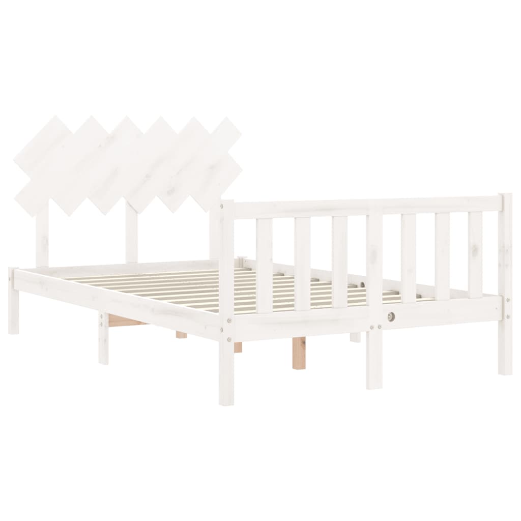 vidaXL Bed Frame without Mattress White Small Double Solid Wood Pine