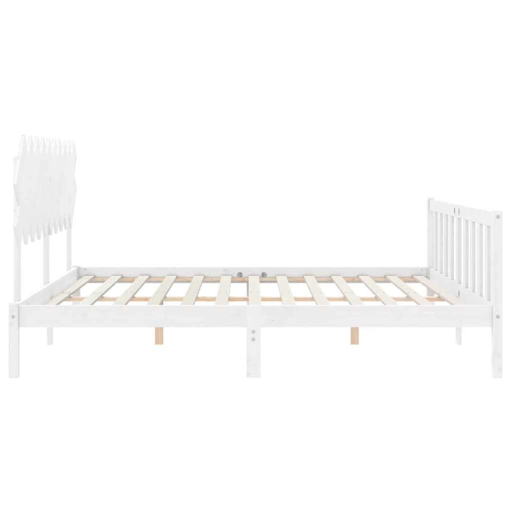 vidaXL Bed Frame without Mattress White Small Double Solid Wood Pine