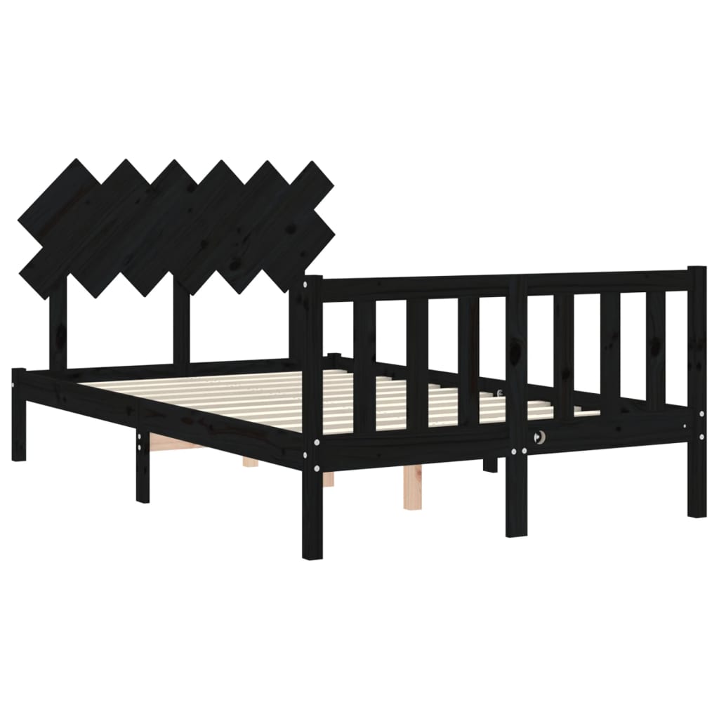 vidaXL Bed Frame without Mattress Black Small Double Solid Wood Pine