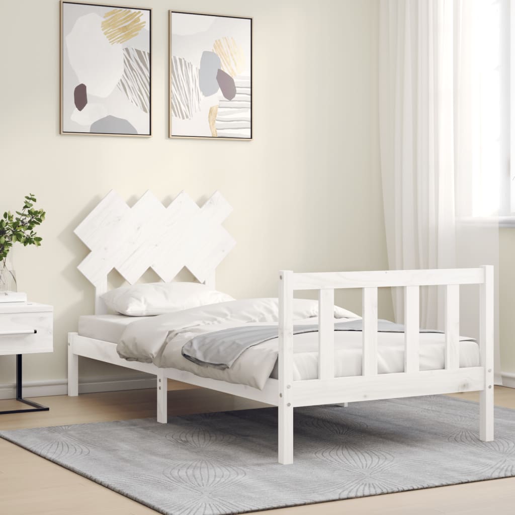 vidaXL Bed Frame without Mattress White 90x200 cm Solid Wood Pine