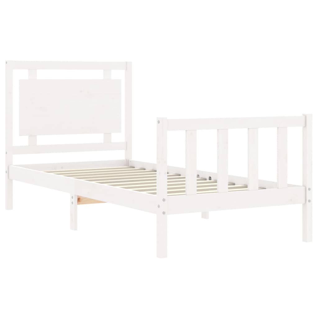 vidaXL Bed Frame without Mattress White 90x200 cm Solid Wood Pine