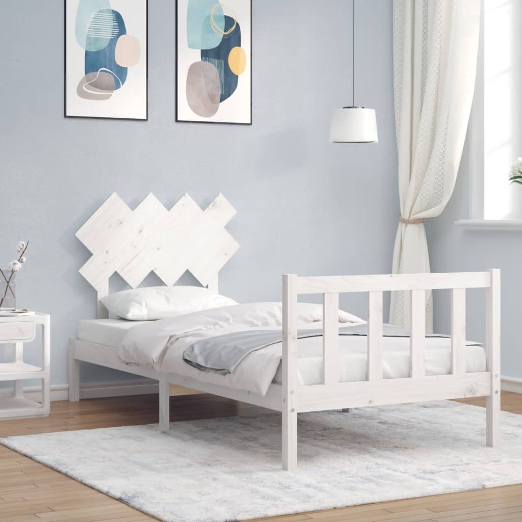 vidaXL Bed Frame without Mattress White 90x200 cm Solid Wood Pine