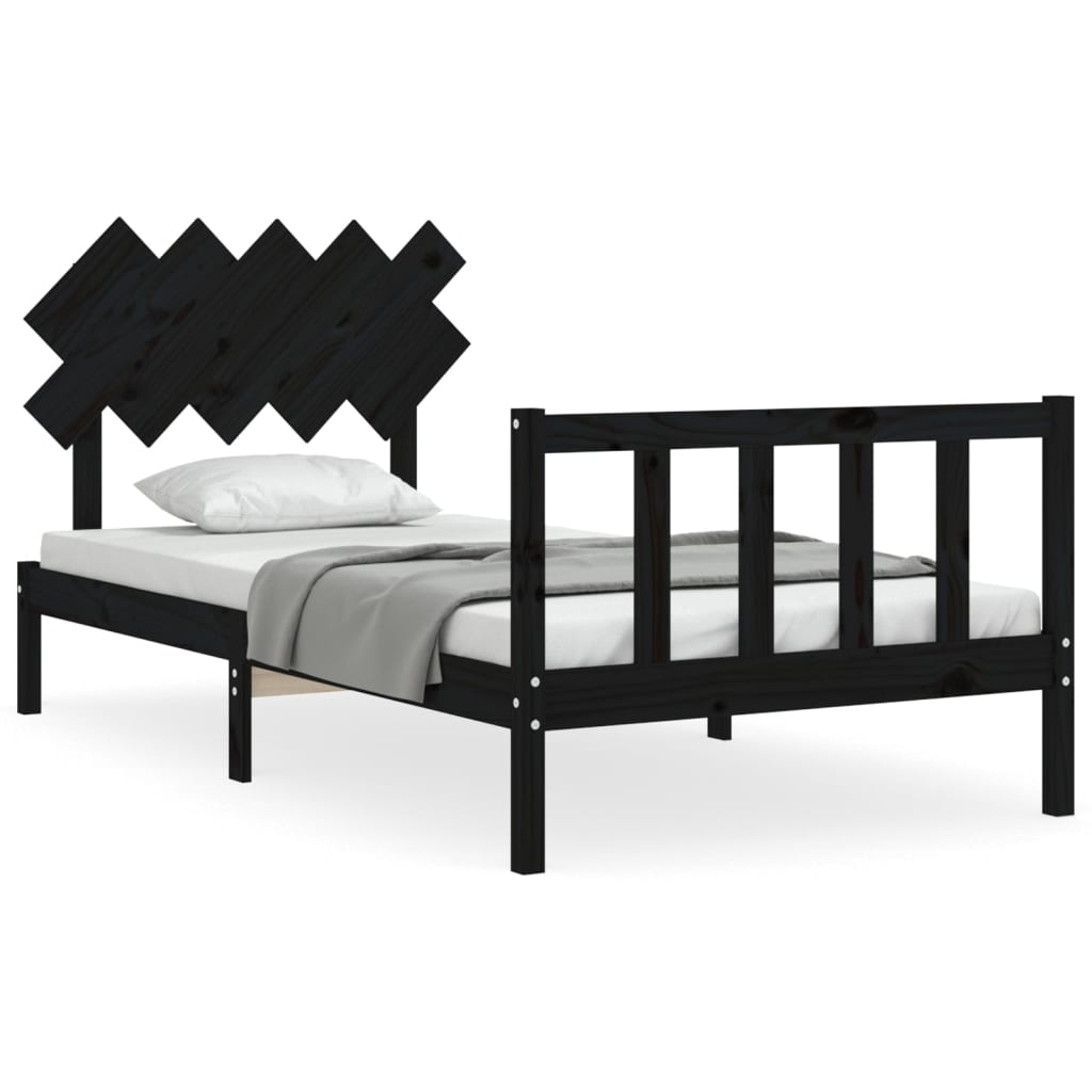 vidaXL Bed Frame without Mattress Black 100x200 cm Solid Wood Pine