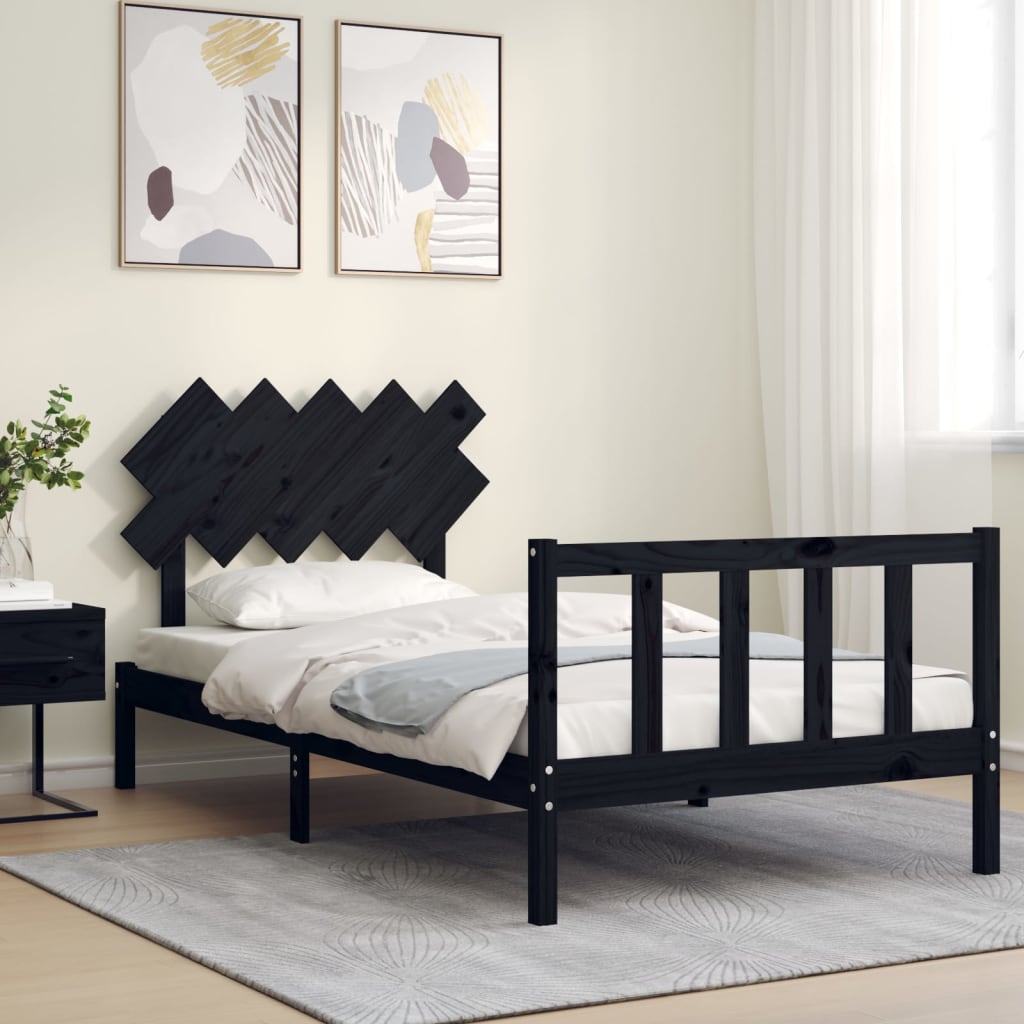 vidaXL Bed Frame without Mattress Black 100x200 cm Solid Wood Pine