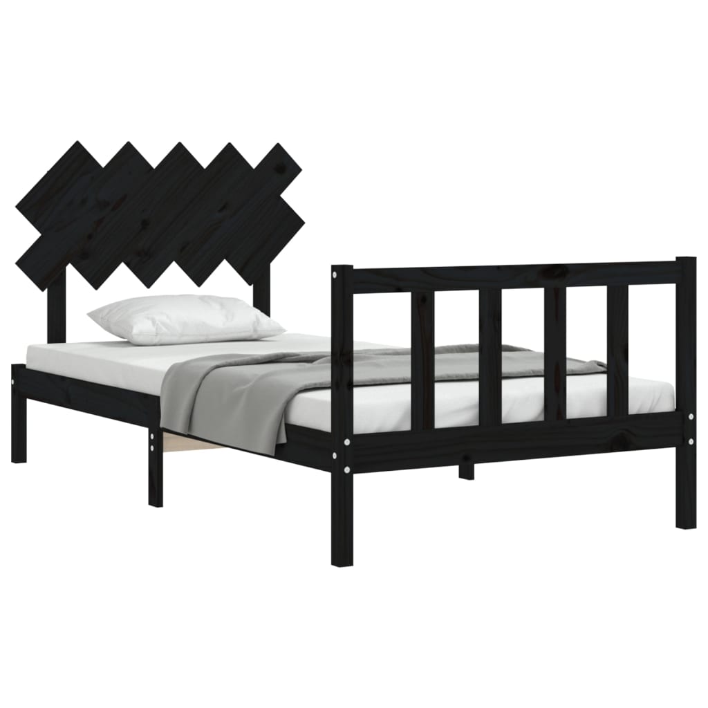 vidaXL Bed Frame without Mattress Black 100x200 cm Solid Wood Pine