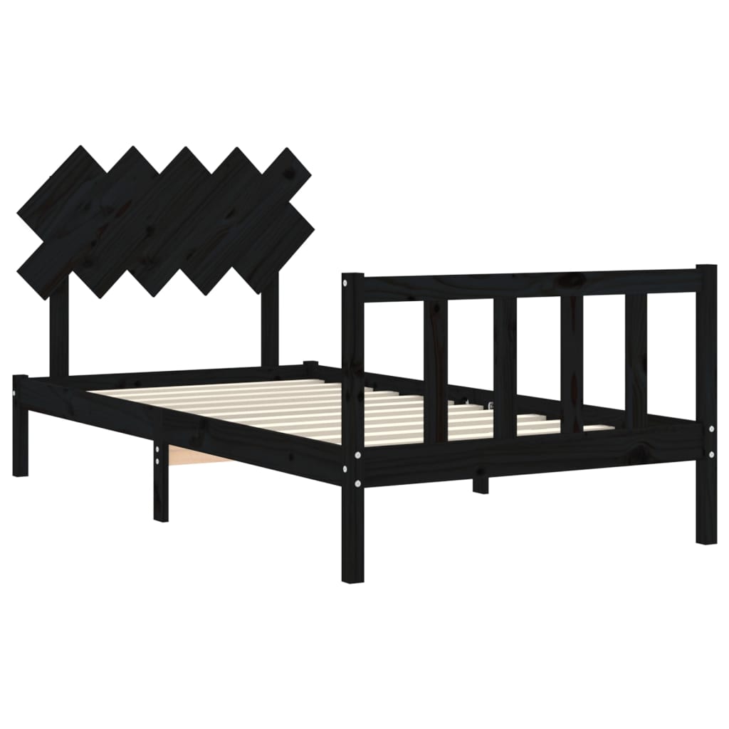 vidaXL Bed Frame without Mattress Black 100x200 cm Solid Wood Pine