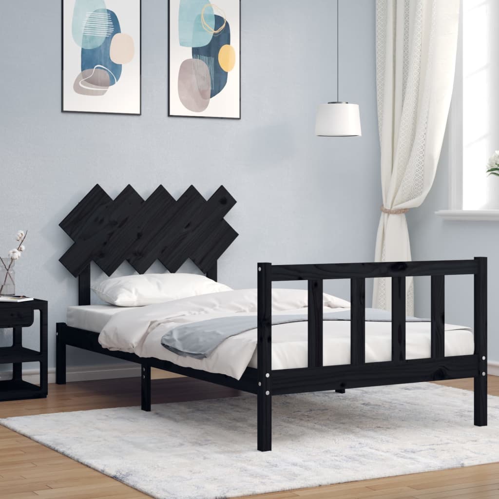 vidaXL Bed Frame without Mattress Black 100x200 cm Solid Wood Pine