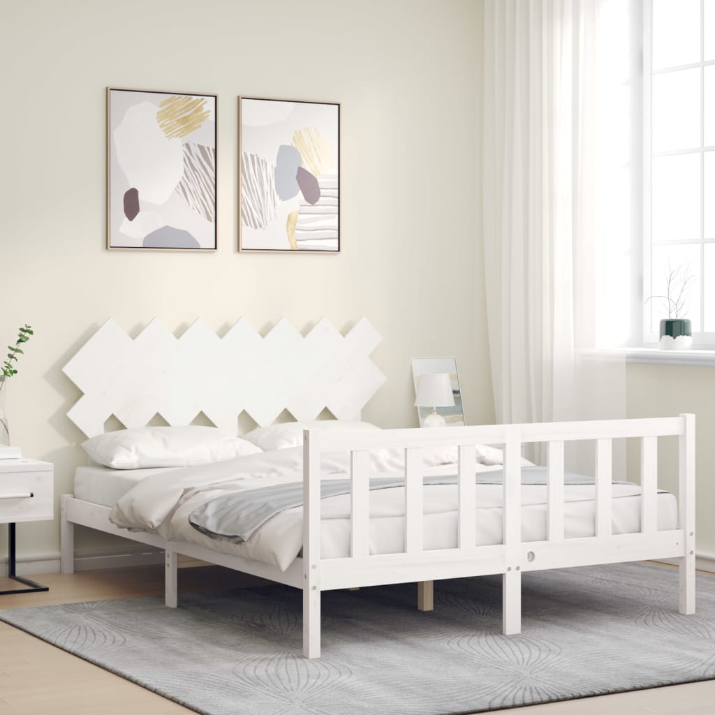 vidaXL Bed Frame without Mattress White 140x200 cm Solid Wood Pine