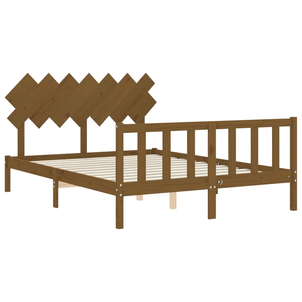 vidaXL Bed Frame without Mattress Honey Brown King Size Solid Wood Pine