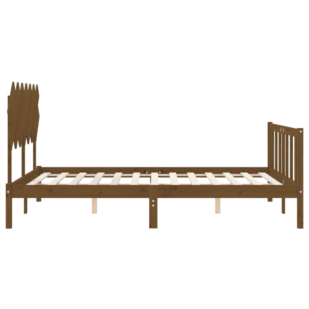 vidaXL Bed Frame without Mattress Honey Brown King Size Solid Wood Pine