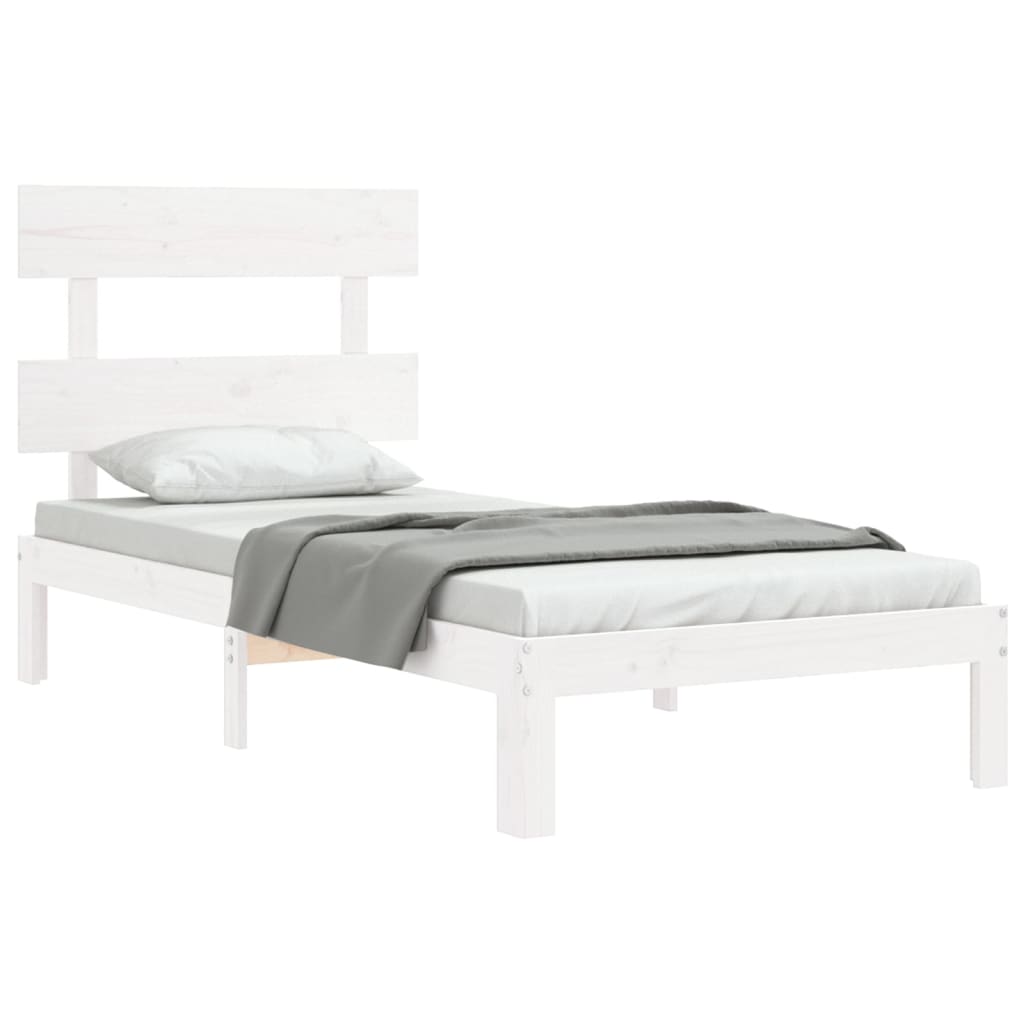 vidaXL Bed Frame without Mattress White Single Solid Wood Pine