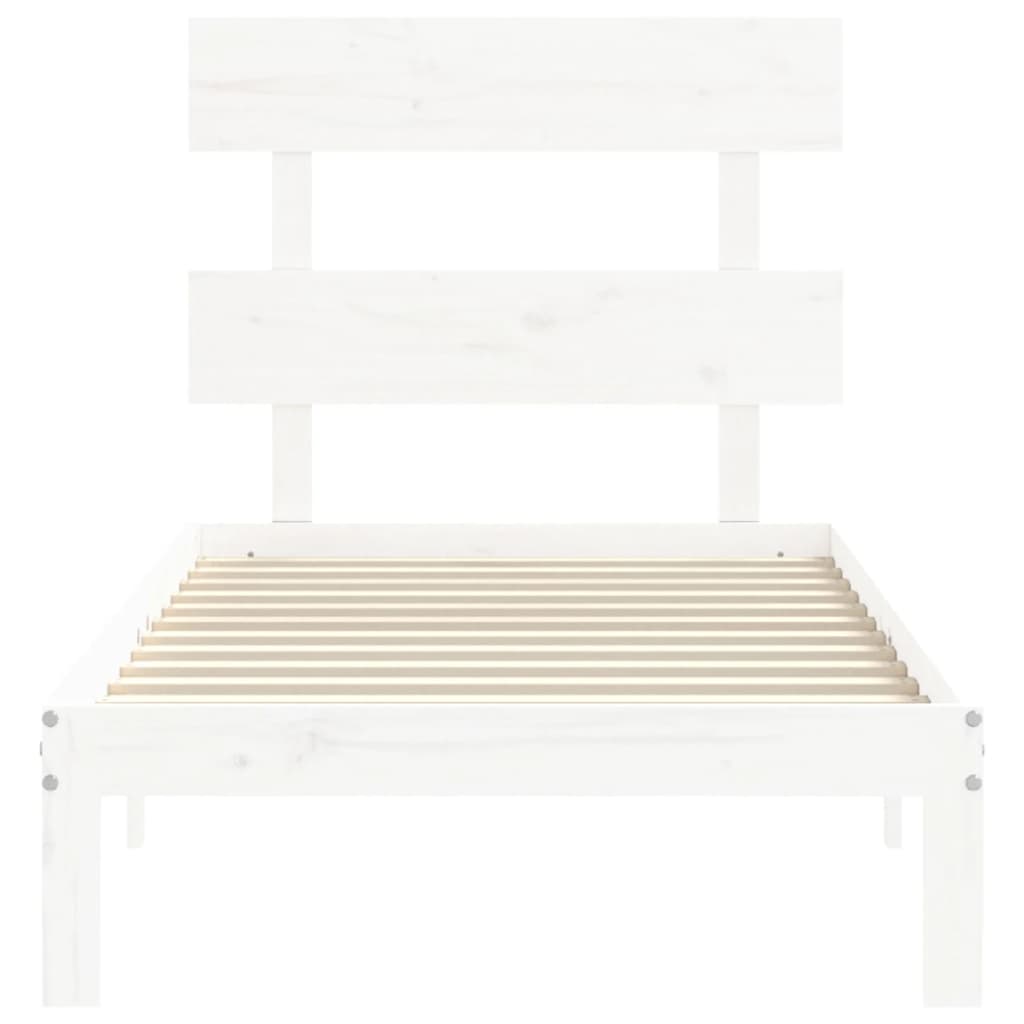 vidaXL Bed Frame without Mattress White Single Solid Wood Pine