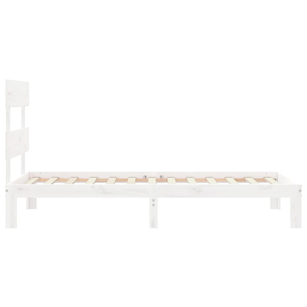 vidaXL Bed Frame without Mattress White Single Solid Wood Pine