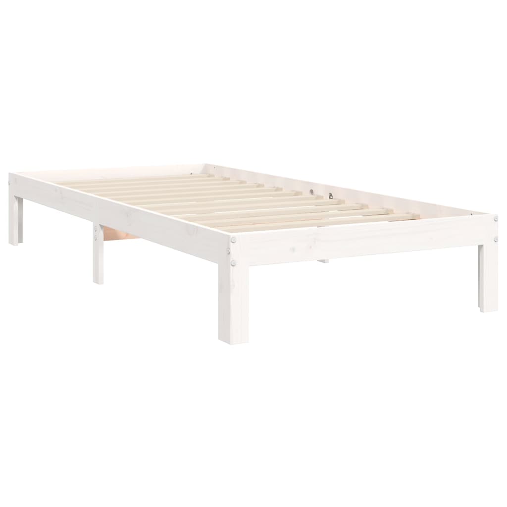 vidaXL Bed Frame without Mattress White Single Solid Wood Pine