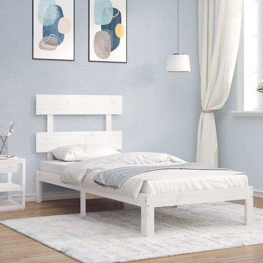 vidaXL Bed Frame without Mattress White Single Solid Wood Pine