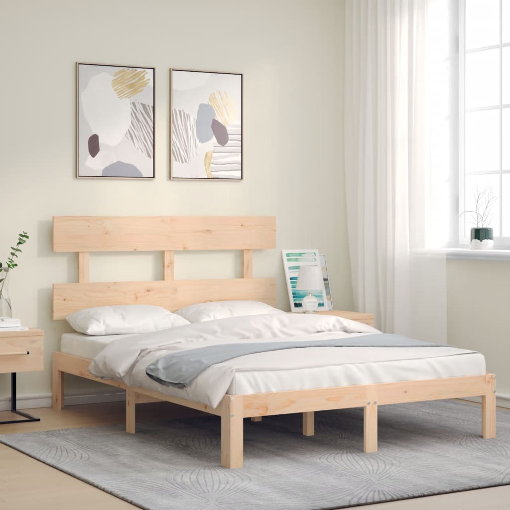 vidaXL Bed Frame without Mattress Double Solid Wood Pine