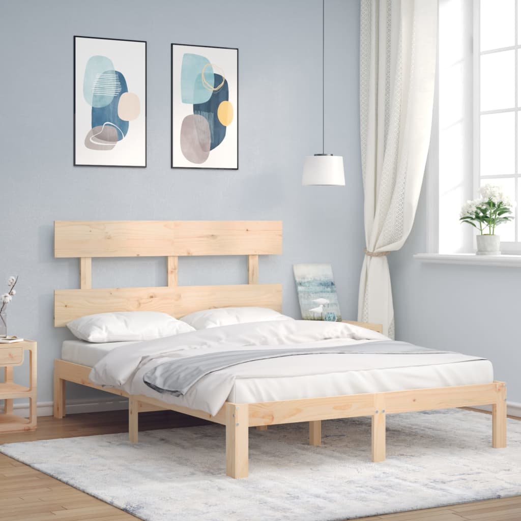 vidaXL Bed Frame without Mattress Double Solid Wood Pine