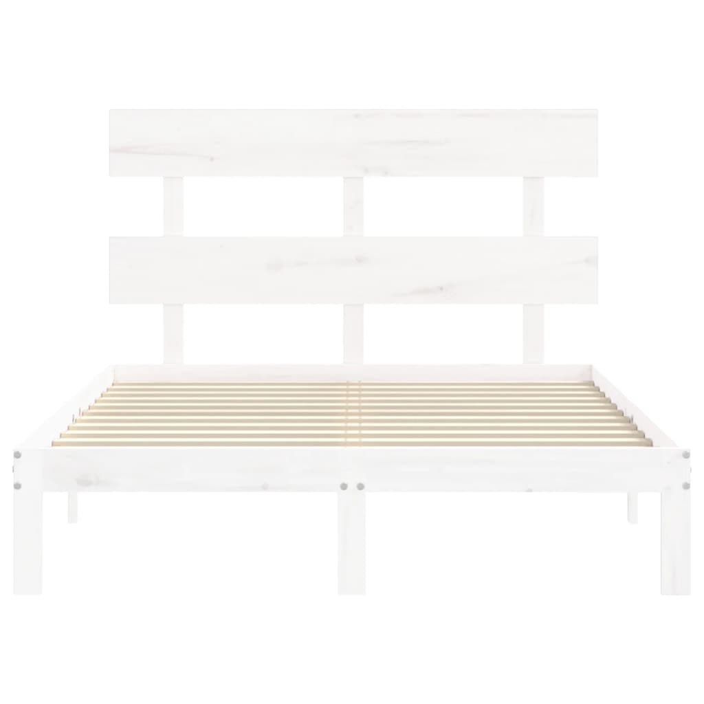 vidaXL Bed Frame without Mattress White Double Solid Wood Pine