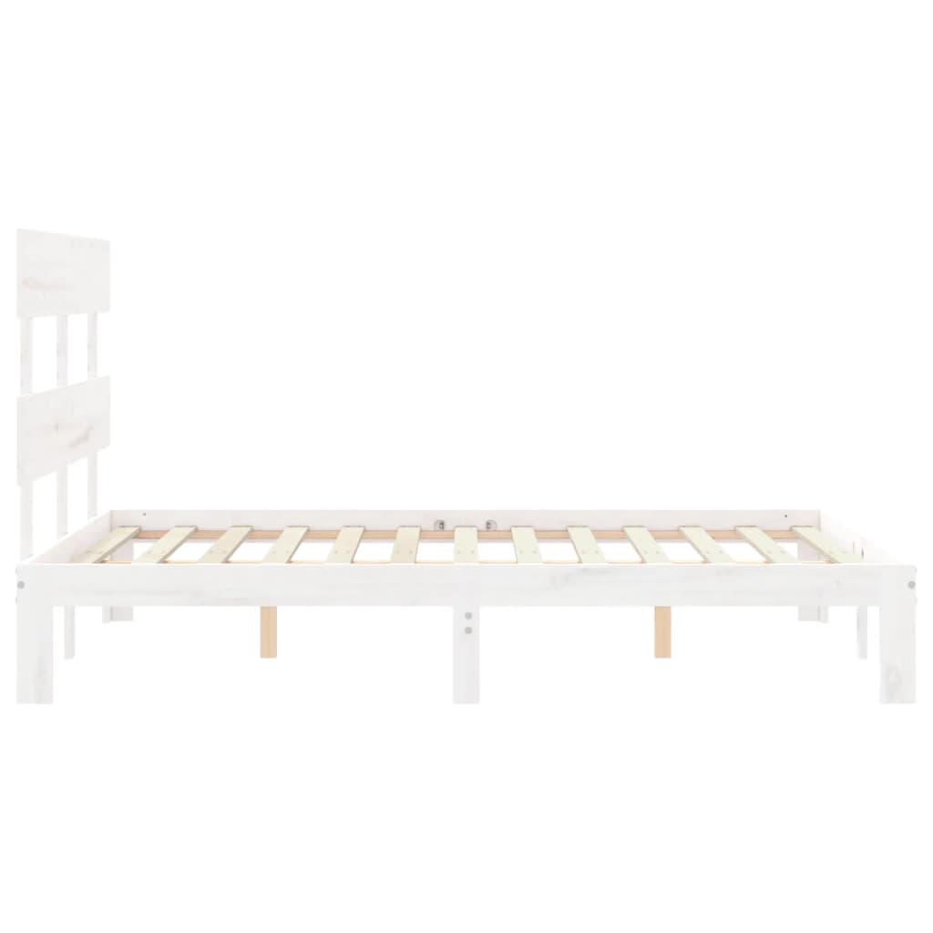 vidaXL Bed Frame without Mattress White Double Solid Wood Pine