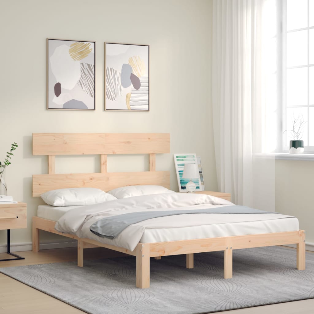 Bed Frame without Mattress 140x190 cm Solid Wood Pine