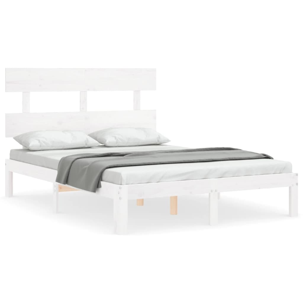 vidaXL Bed Frame without Mattress White 140x190 cm Solid Wood Pine