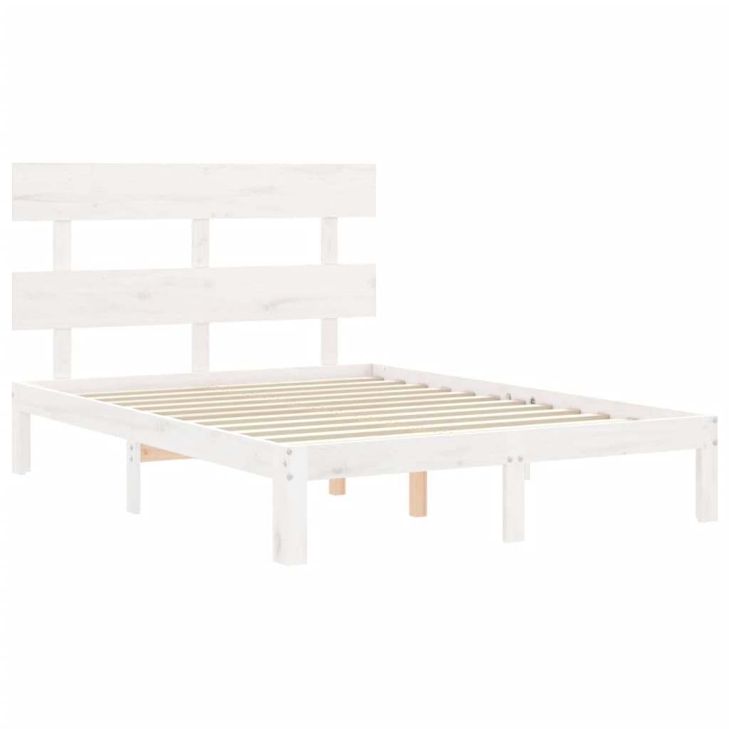 vidaXL Bed Frame without Mattress White 140x190 cm Solid Wood Pine