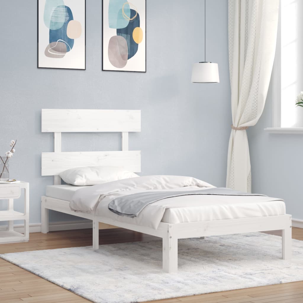 Bed Frame without Mattress White 90x200 cm Solid Wood Pine