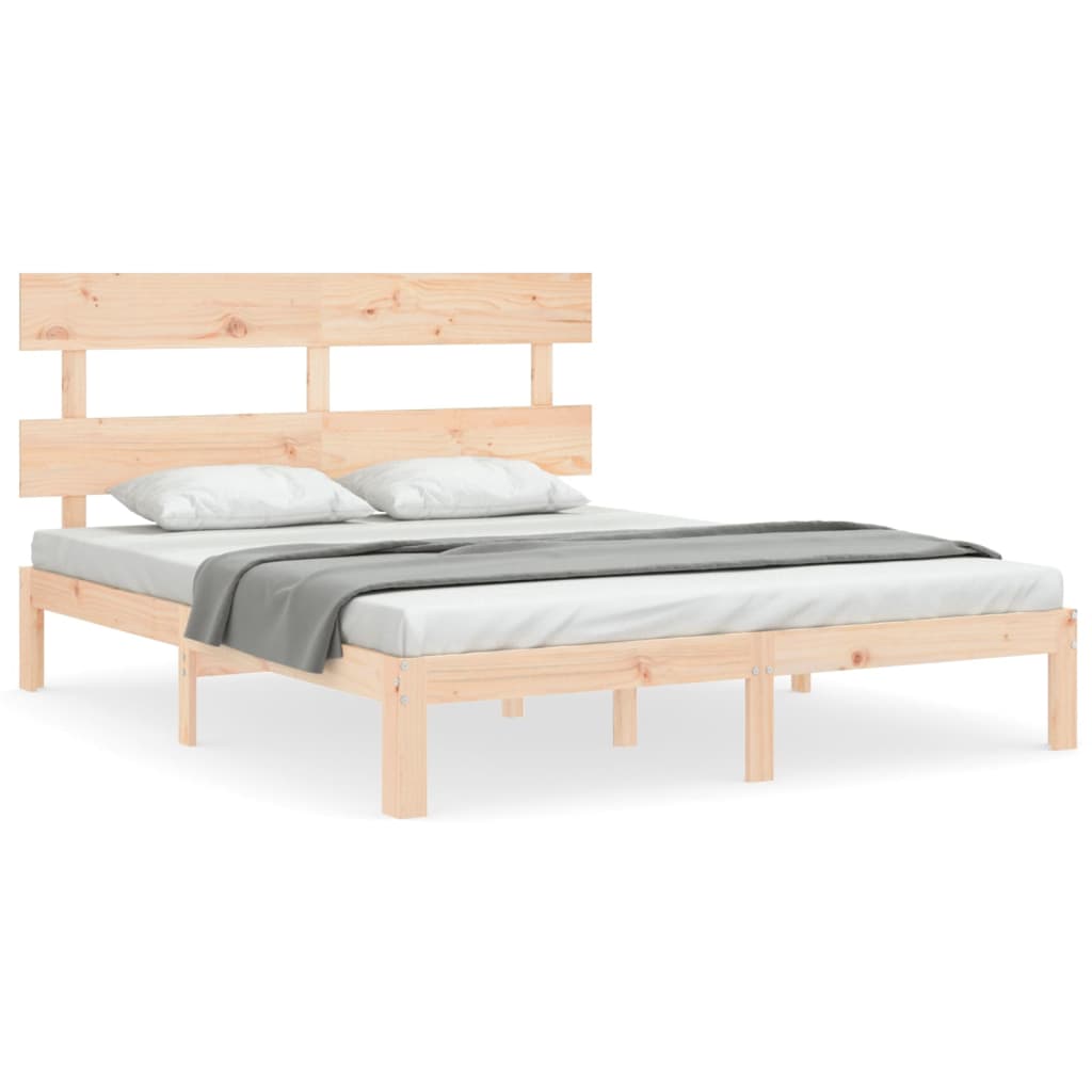 vidaXL Bed Frame without Mattress King Size Solid Wood Pine