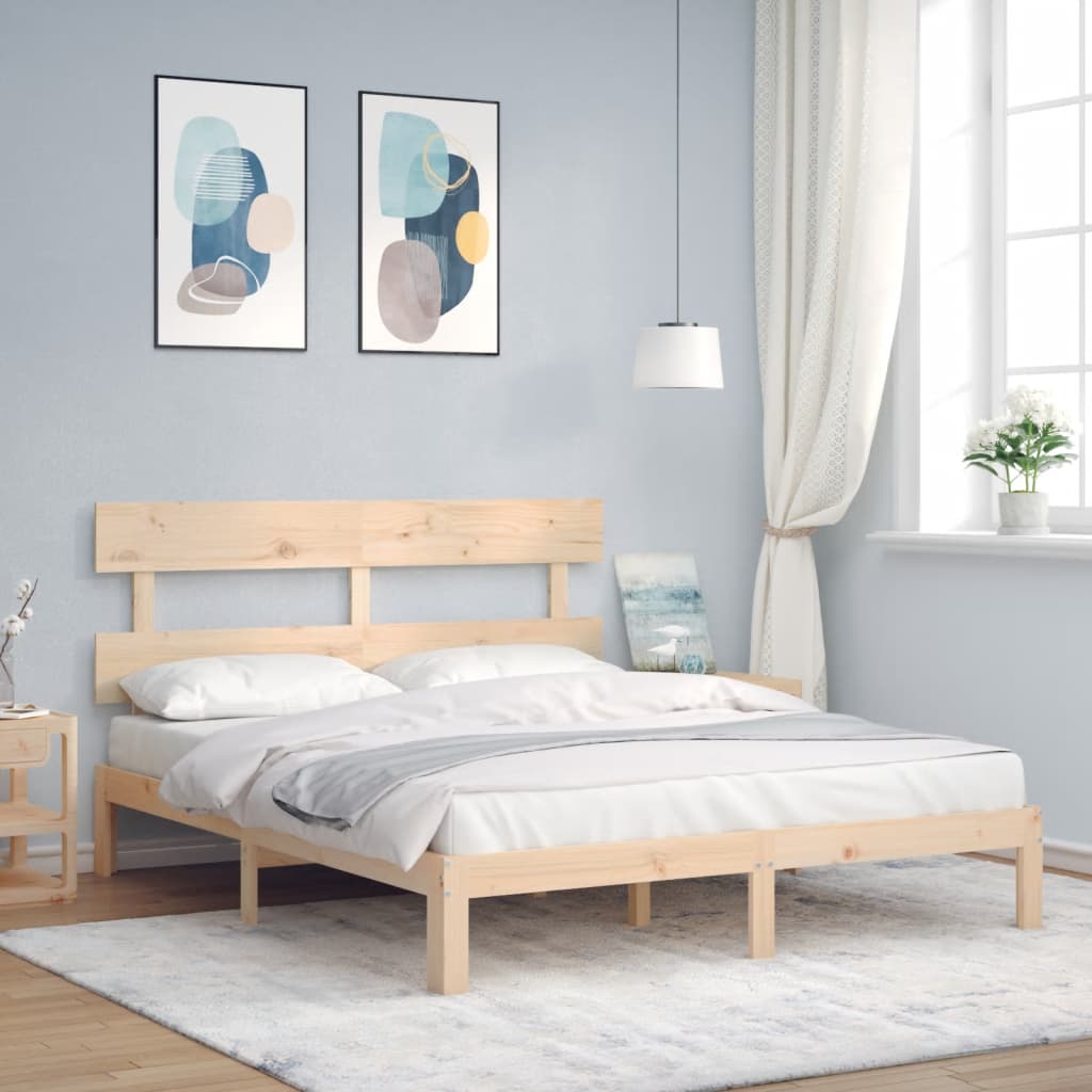 vidaXL Bed Frame without Mattress King Size Solid Wood Pine